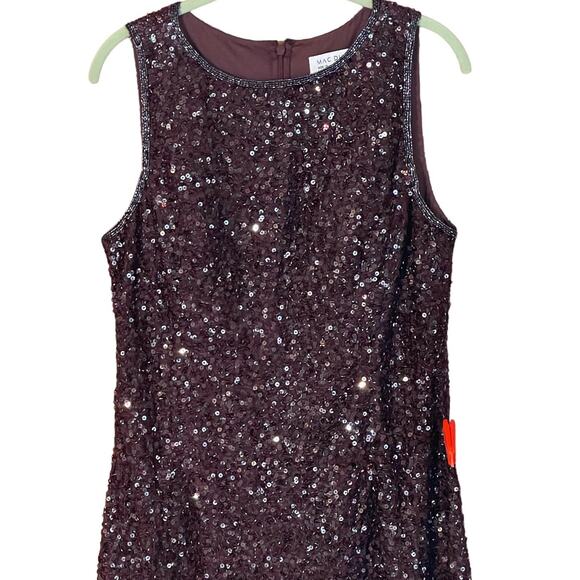 Mac Duggal Size 10 Style 5526 Sleeveless Sequined Midi Sheath Dress Mahogany - Picture 6 of 9